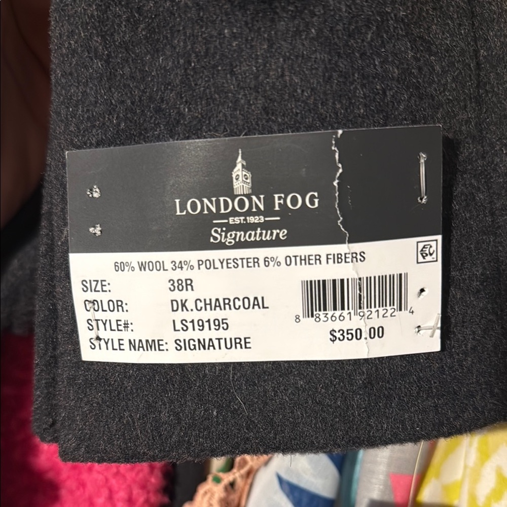 London Fog Men's Dark Gray over Coat/trench coat - Picture 3 of 3